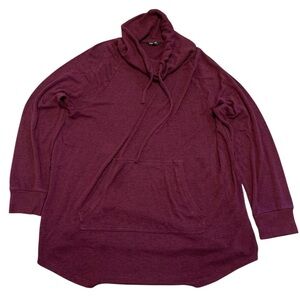 💜 George Cowl Neck Tunic Sweater with Kangaroo Pocket - Burgundy/Maroon 1X